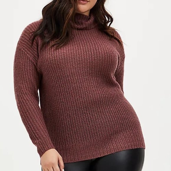 NWT Torrid Size 0X (L or 12) Walnut Turtleneck Pullover Sweater - Picture 1 of 5